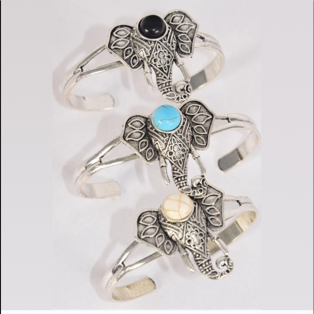 Stone Elephant Cuff Bracelet